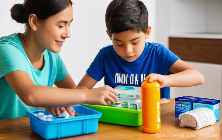 재난 대비 가족 안전 회의 - **Prompt for Family Emergency Planning:**
    "A diverse family of four, including two parents and t...