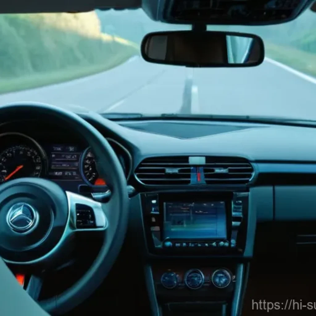 자동차 화재 발생 시 대처법 - **Prompt 1: Early Warning Signs and Calm Assessment**
"A realistic, close-up interior shot of a ...