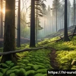 자연 재해로 인한 환경 복구 - **Prompt:** "A breathtaking wide-angle shot of a forest landscape demonstrating nature's profound re...