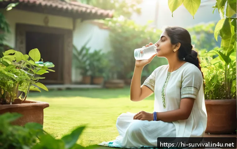 폭염 대비 생존 팁 - A young Indian woman in light cotton clothes, wearing a loose white kurta and pastel-colored salwar,...